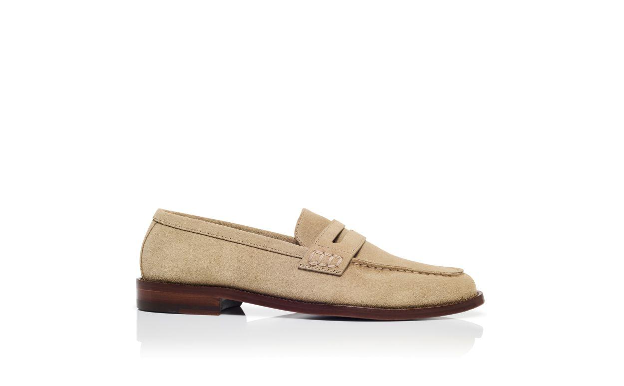 PERRY Beige Suede Penny Loafers  Product Image