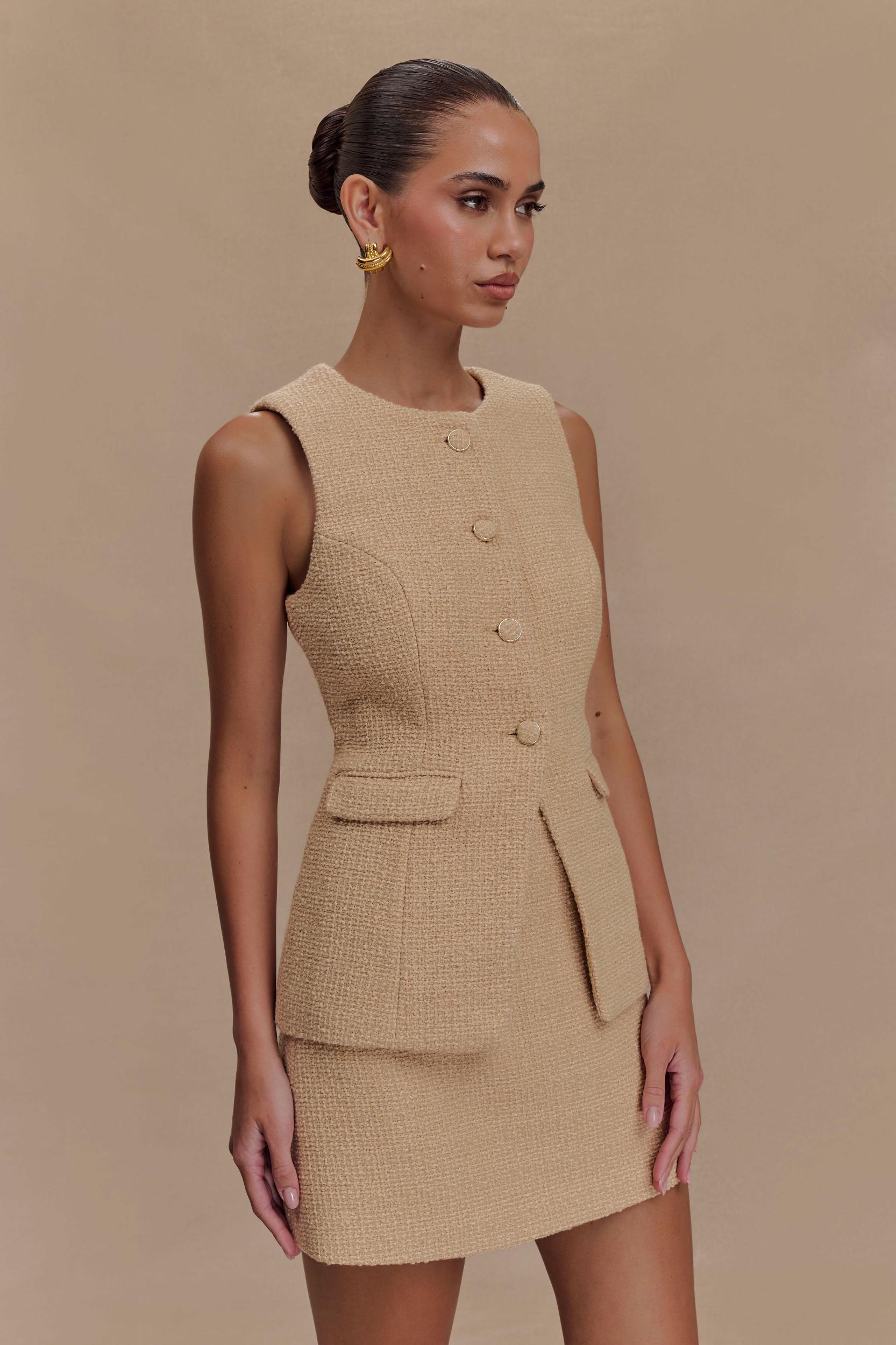 Camilla Boucle Mini Skirt - Light Taupe Product Image