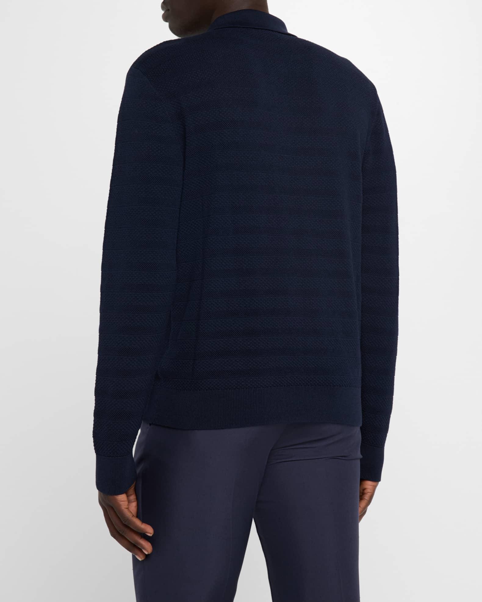 Men's Textured Silk-Cotton Polo Sweater Product Image