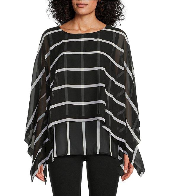 Slim Factor by Investments Elbow Sleeve Crew Neck Double Layer Top Product Image