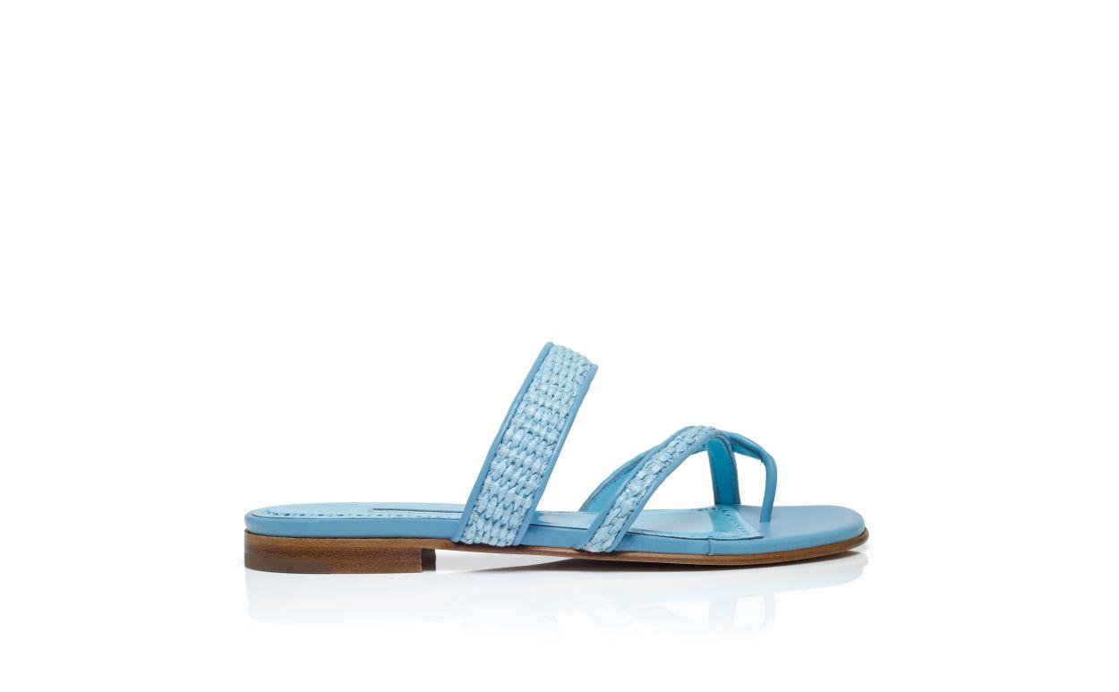 SUSARA Blue Raffia Flat Sandals  Product Image