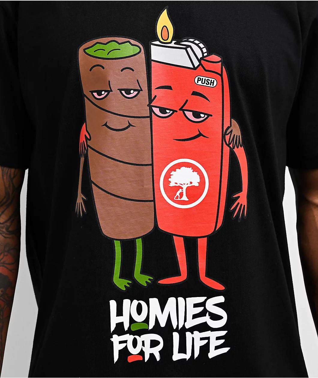 Push Trees Homies For Life Black T-Shirt Product Image