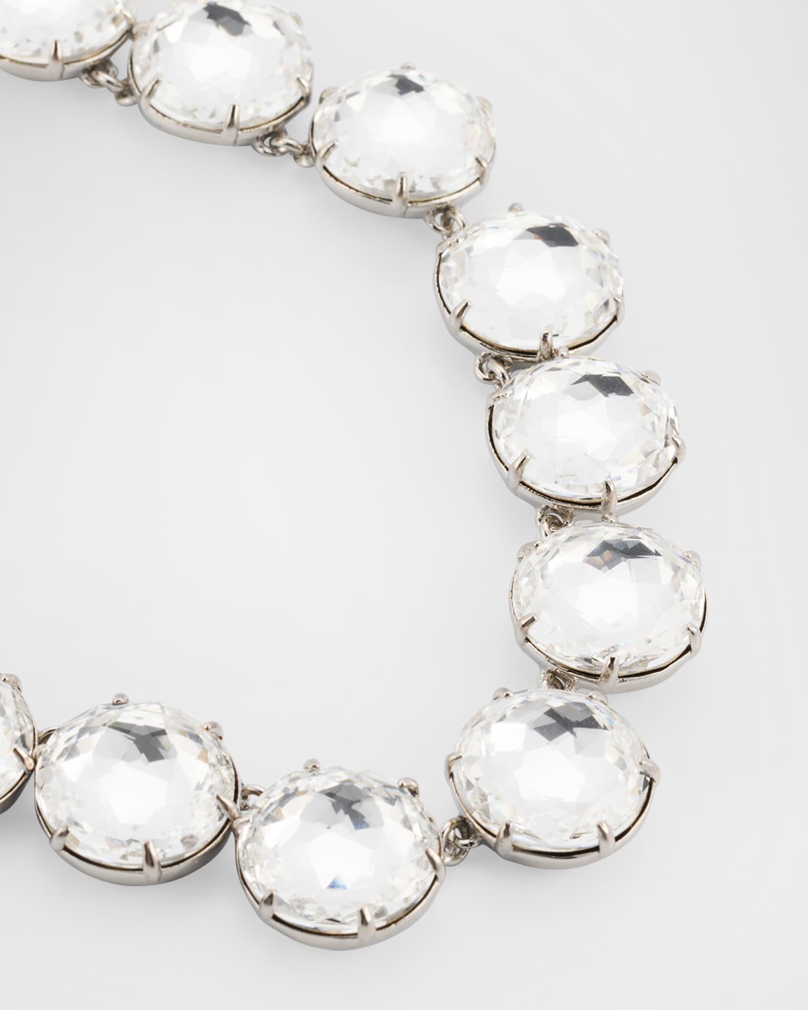 Round Stone Necklace with Prongs, Silver Product Image