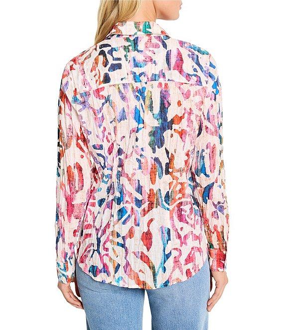 NIC + ZOE Color Wash Point Collar Long Sleeve Button Front Shirt Product Image