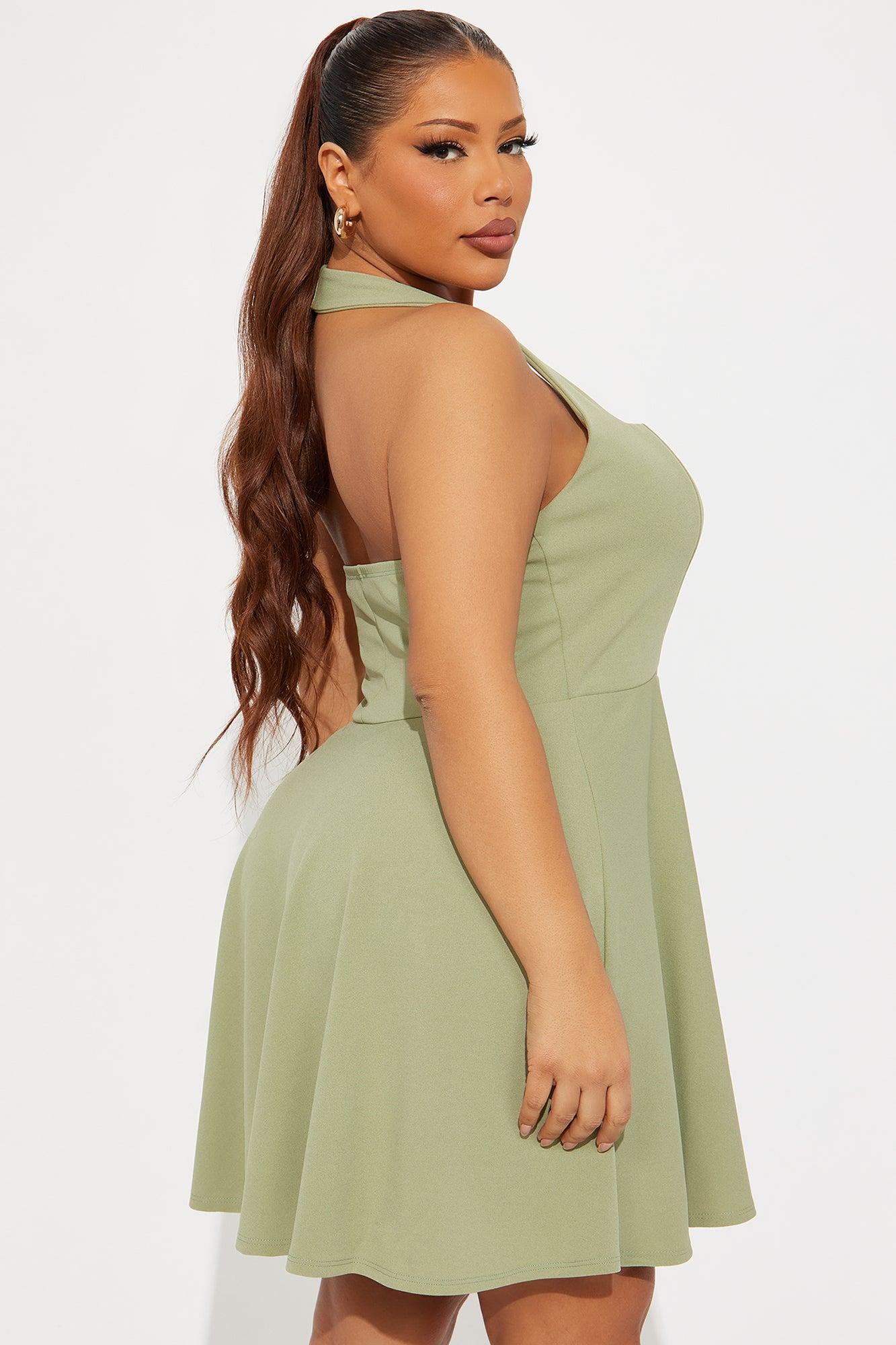 Alena Halter Mini Dress - Sage Product Image