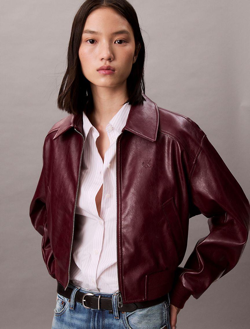 Crinkled Texture Bomber Jacket  Product Image