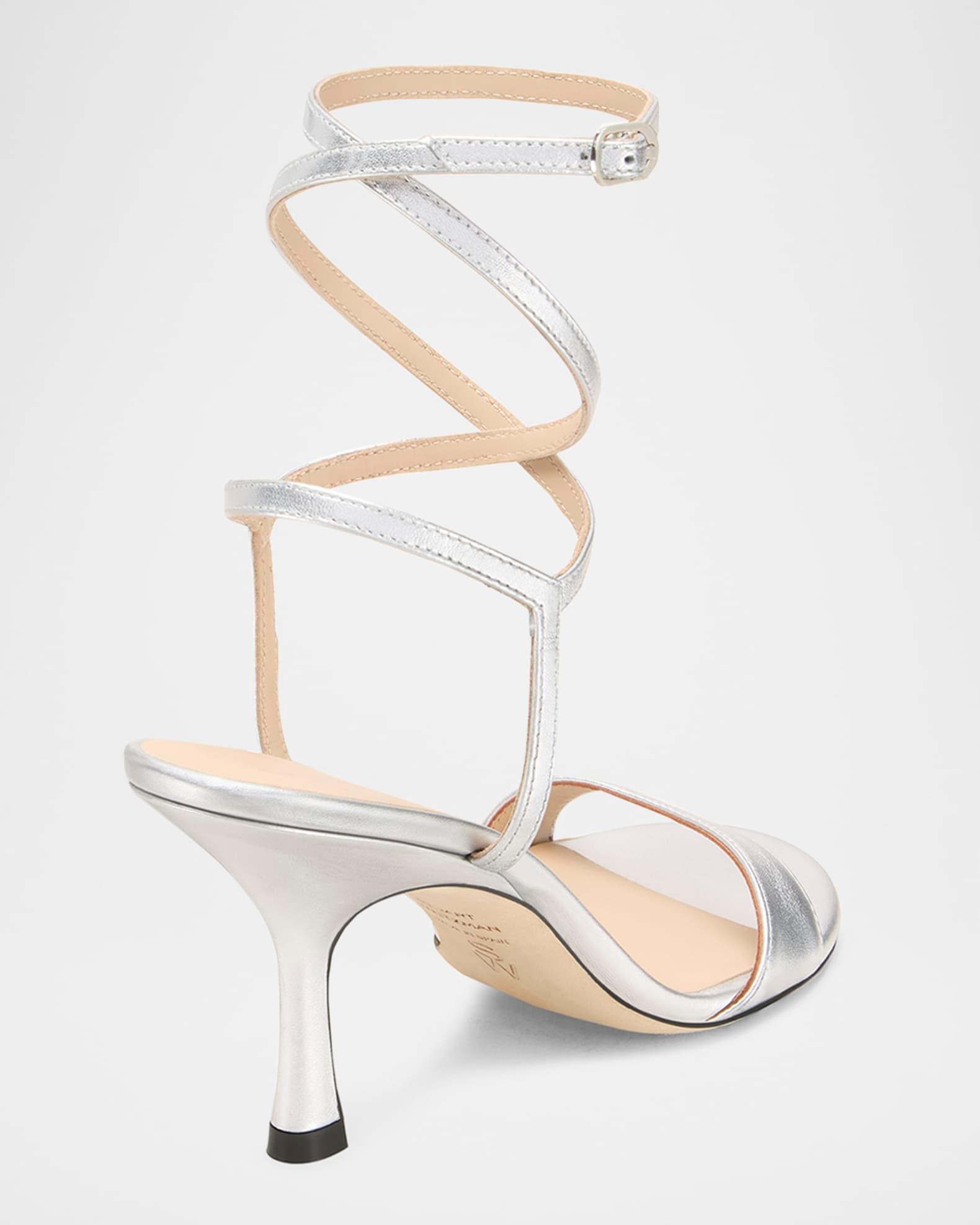 Nudist Metallic Ankle-Wrap Sandals Product Image