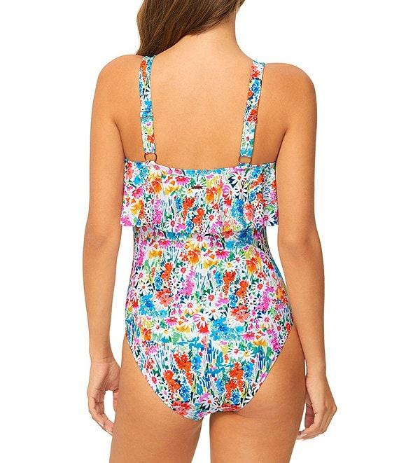 Raisins Saltwater Daisy La Playa Square Neck Ruffle One Piece Swimsuit Product Image