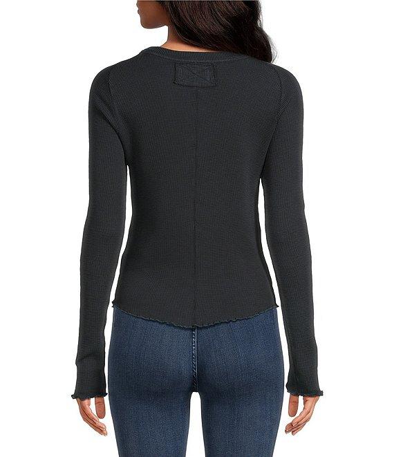 Free People We The Free Easy Does It Waffle Knit Crew Neck Long Sleeve Tee Shirt Product Image