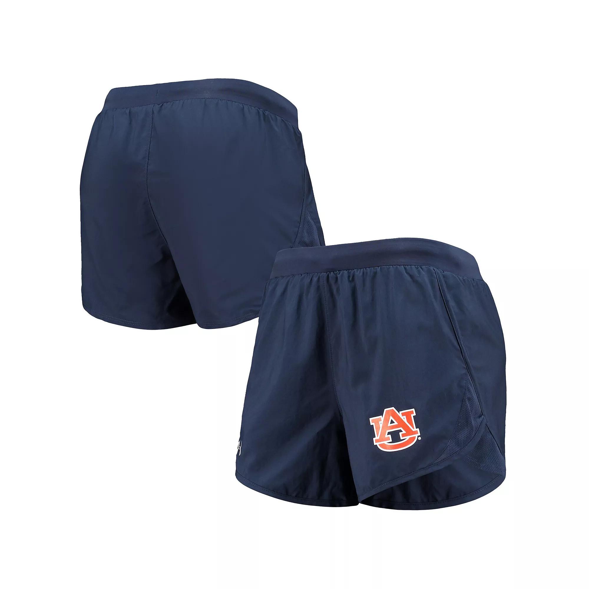 Women's Under Armour Navy Auburn Tigers Fly By Run 2.0 Performance Shorts, Size: XS, Blue Product Image
