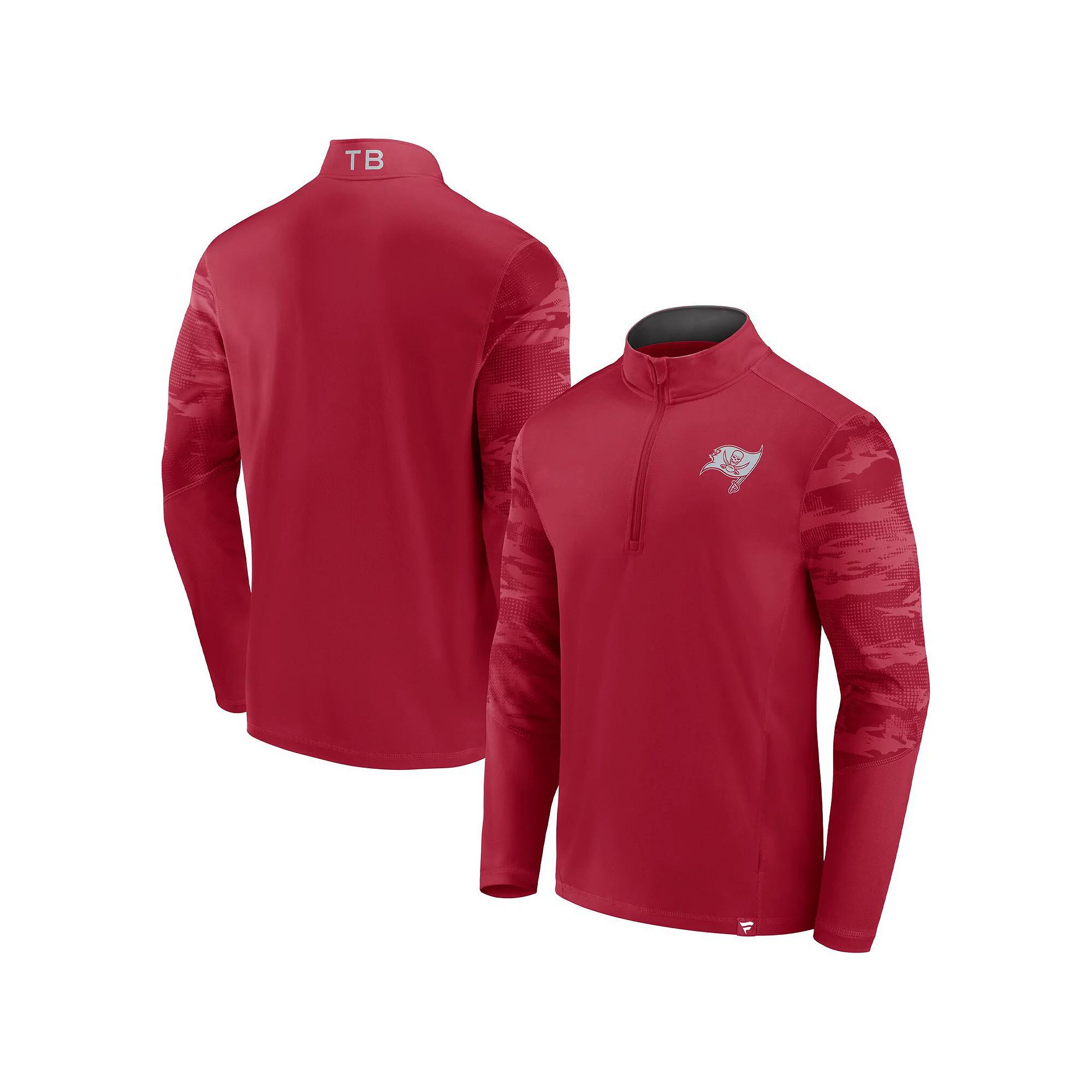 Men's Fanatics Branded Red Tampa Bay Buccaneers Ringer Quarter-Zip Jacket, Size: XL Product Image