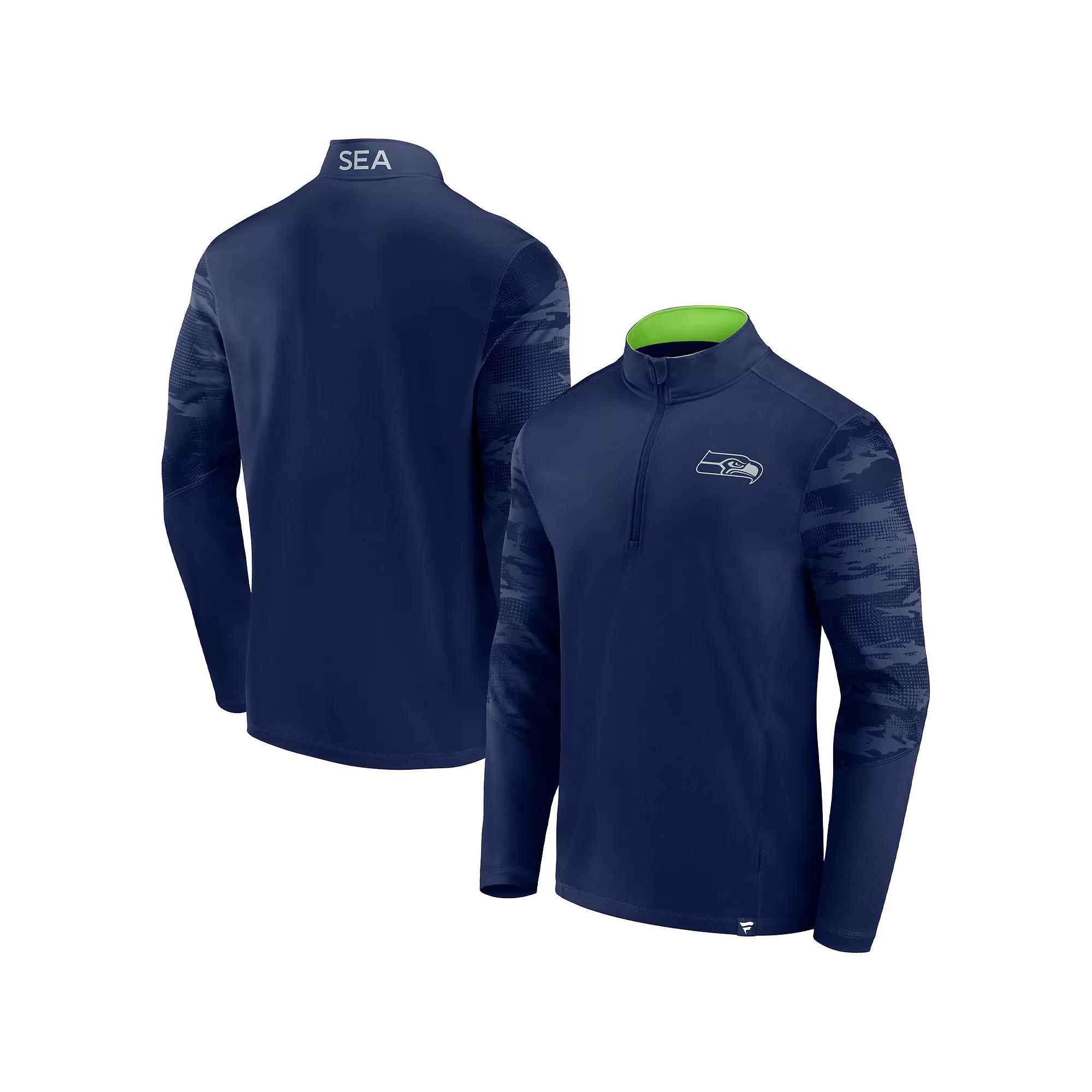 Men's Fanatics Navy New England Patriots Ringer Quarter-Zip Jacket,  Product Image