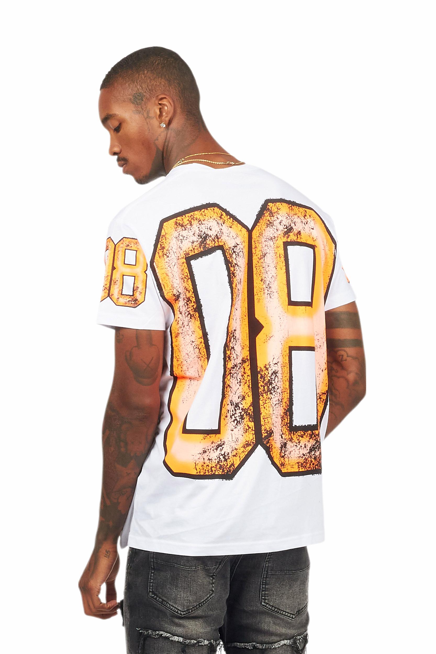 Fields White/Orange Oversized Graphic T-Shirt Male Product Image