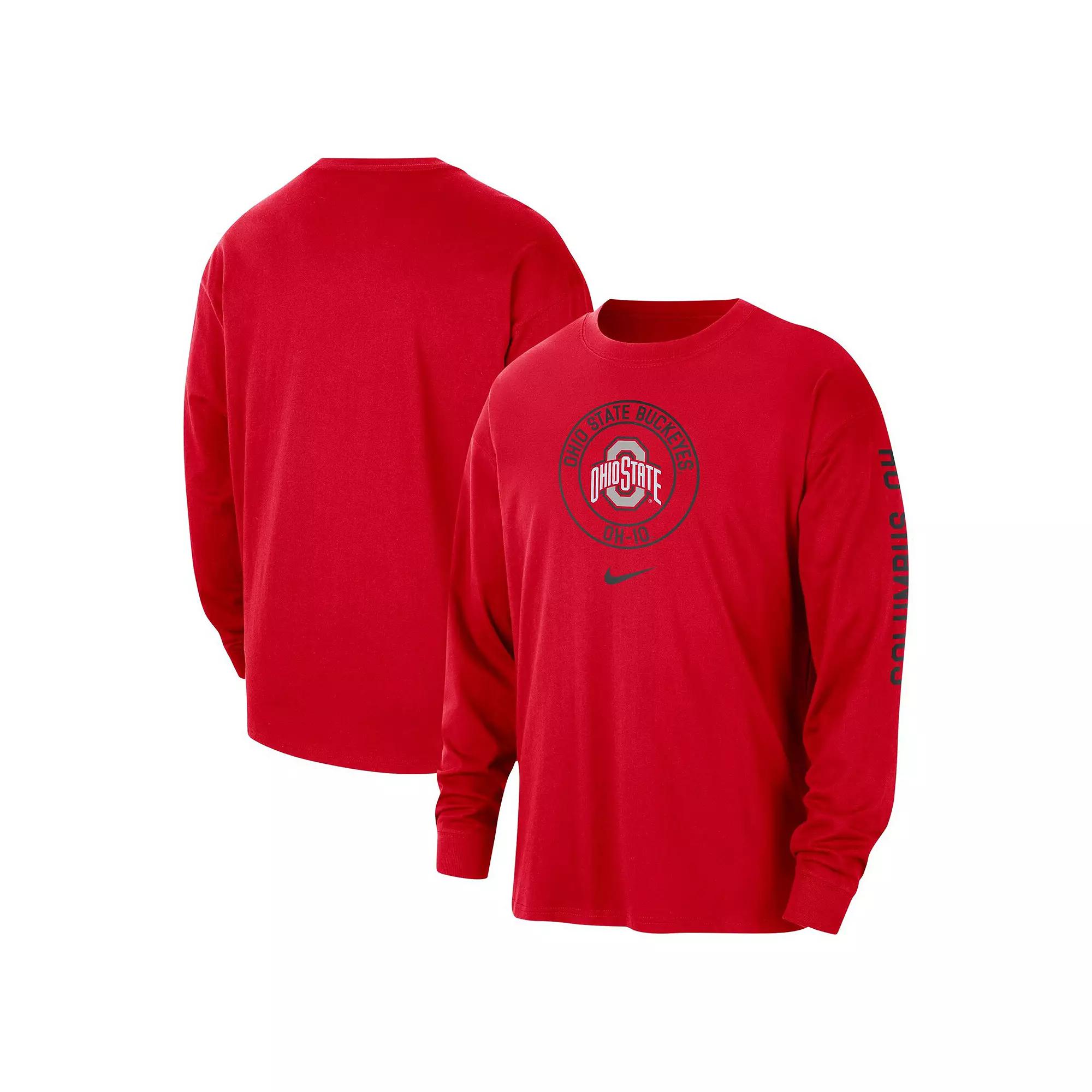 Men's Nike Scarlet Ohio State Buckeyes Heritage Max90 Long Sleeve T-Shirt, Size: Medium, Red Product Image