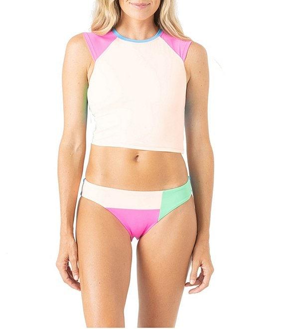 Roxy Surf City Color Block Crew Neck Crop Rashguard Swim Top Product Image