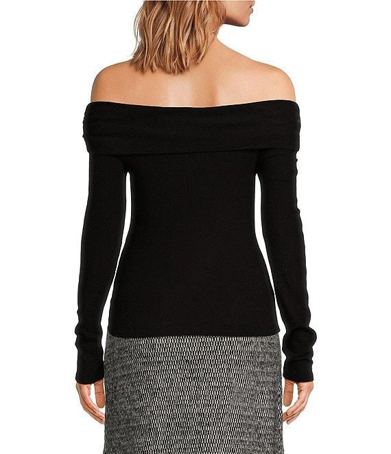 Every Knit Ruched Off Shoulder Long Sleeve Sweater Top Product Image