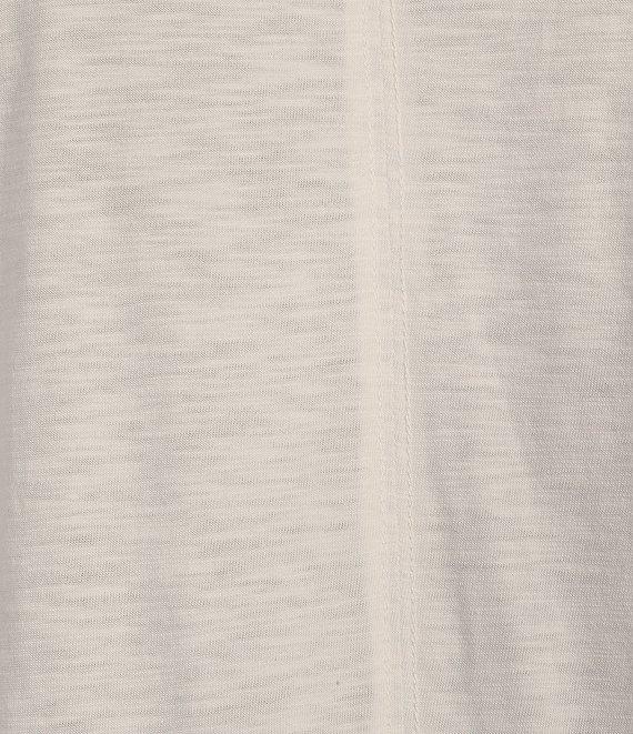 Democracy Knit Crochet Scoop Neck 3/4 Sleeve Front Knot Hem Top Product Image