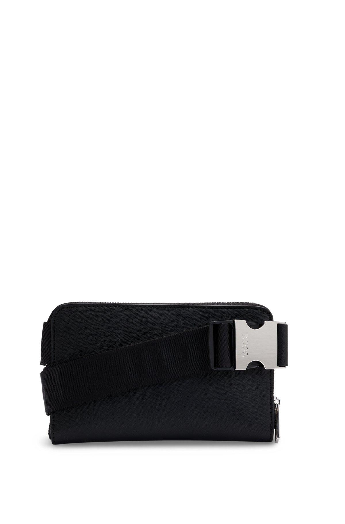 BOSS - Structured crossbody bag with branded trims - Black Product Image