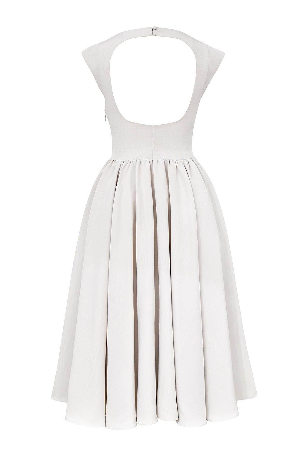 Debutante  french dove moire satin backless midi dress Product Image