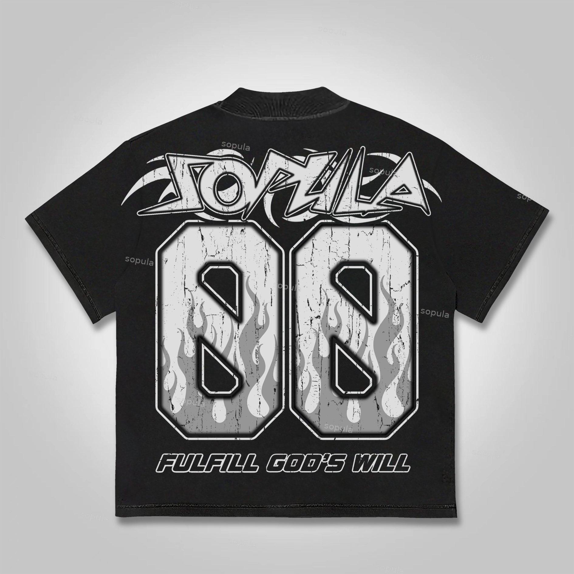 Sopula Vintage Street Dirty Braid Mask Character Big Head Graphic Cotton T-shirt Product Image