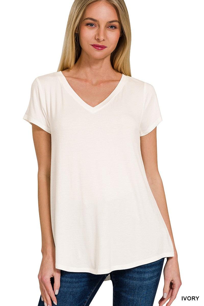 Zenana Rayon Short Sleeved Round Hem Top Product Image