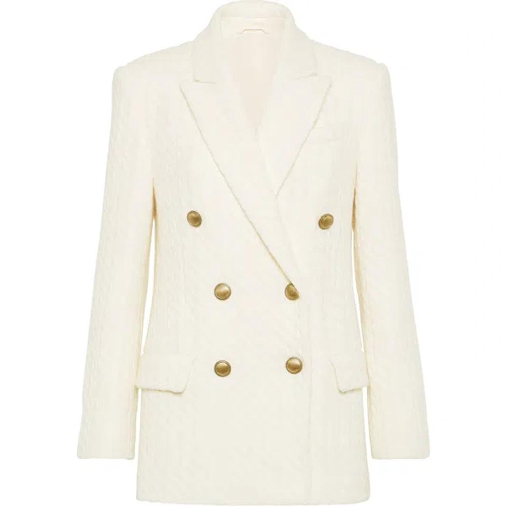 BRUNELLO CUCINELLI Monili Cable-knit Cashmere Blazer In Neutral Product Image