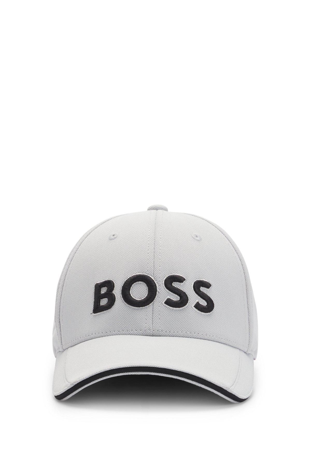 BOSS - Knitted-piqué six-panel cap with embroidered logo - Light Grey Product Image