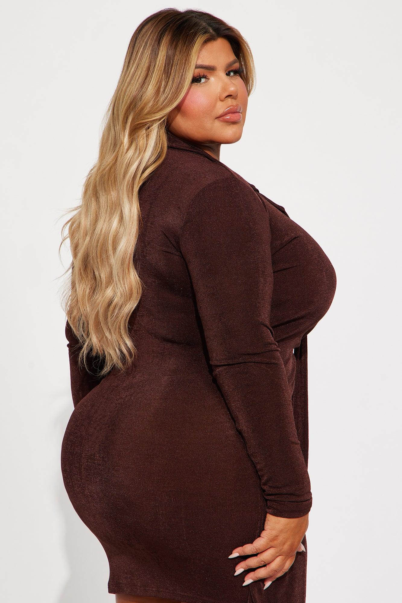 Alexis Slinky Mini Dress - Chocolate Product Image