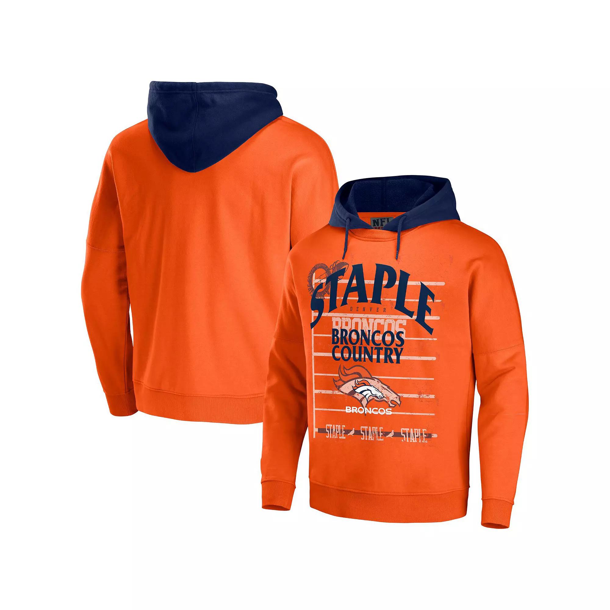 Men's NFL x Staple Orange Denver Broncos Throwback Vintage Wash Pullover Hoodie,  Product Image