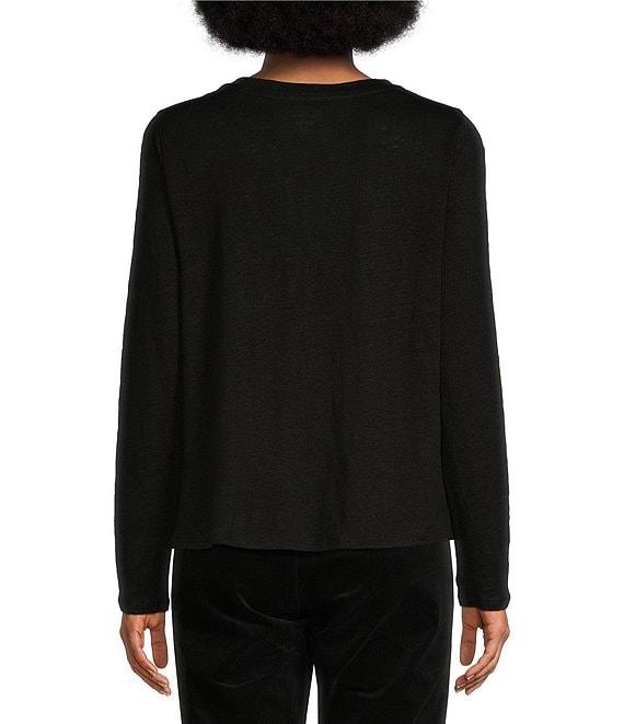 Eileen Fisher Linen Jersey Round Neck Long Sleeve Top Product Image