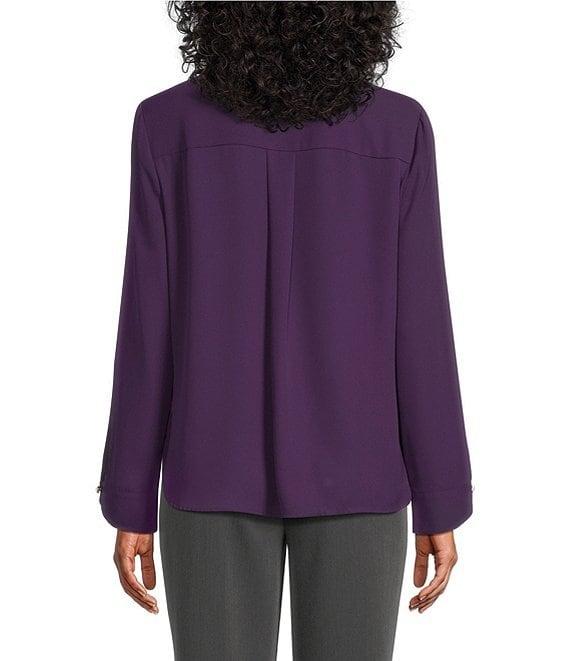 Investments Long Flounce Sleeve Point Collar Neck Top Product Image