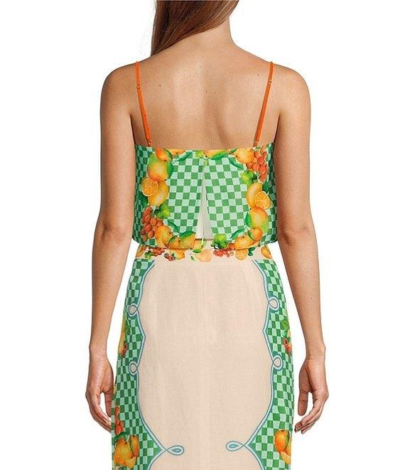 Antonio Melani Coordinating Callista Linen Blend Fruit Printed Square Neck Sleeveless Blouse Product Image