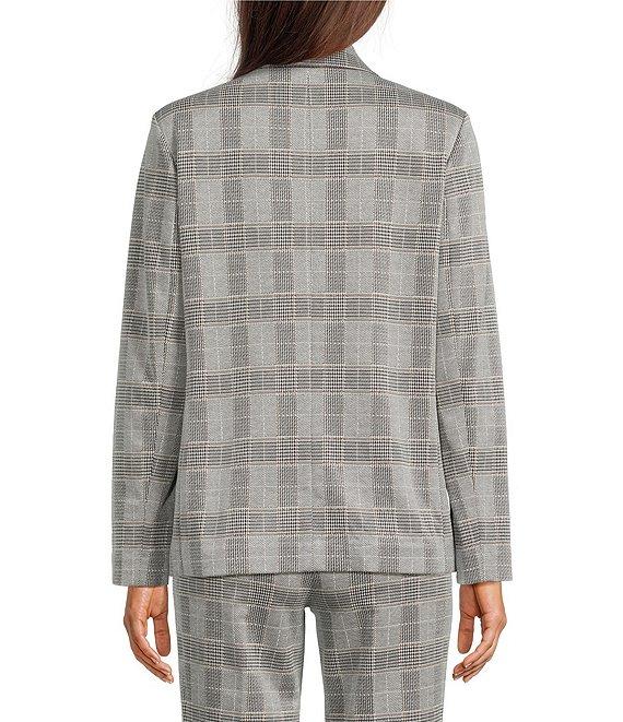 Anne Klein Plaid Notch Collar Long Sleeve Patch Pocket Button Front Blazer Product Image