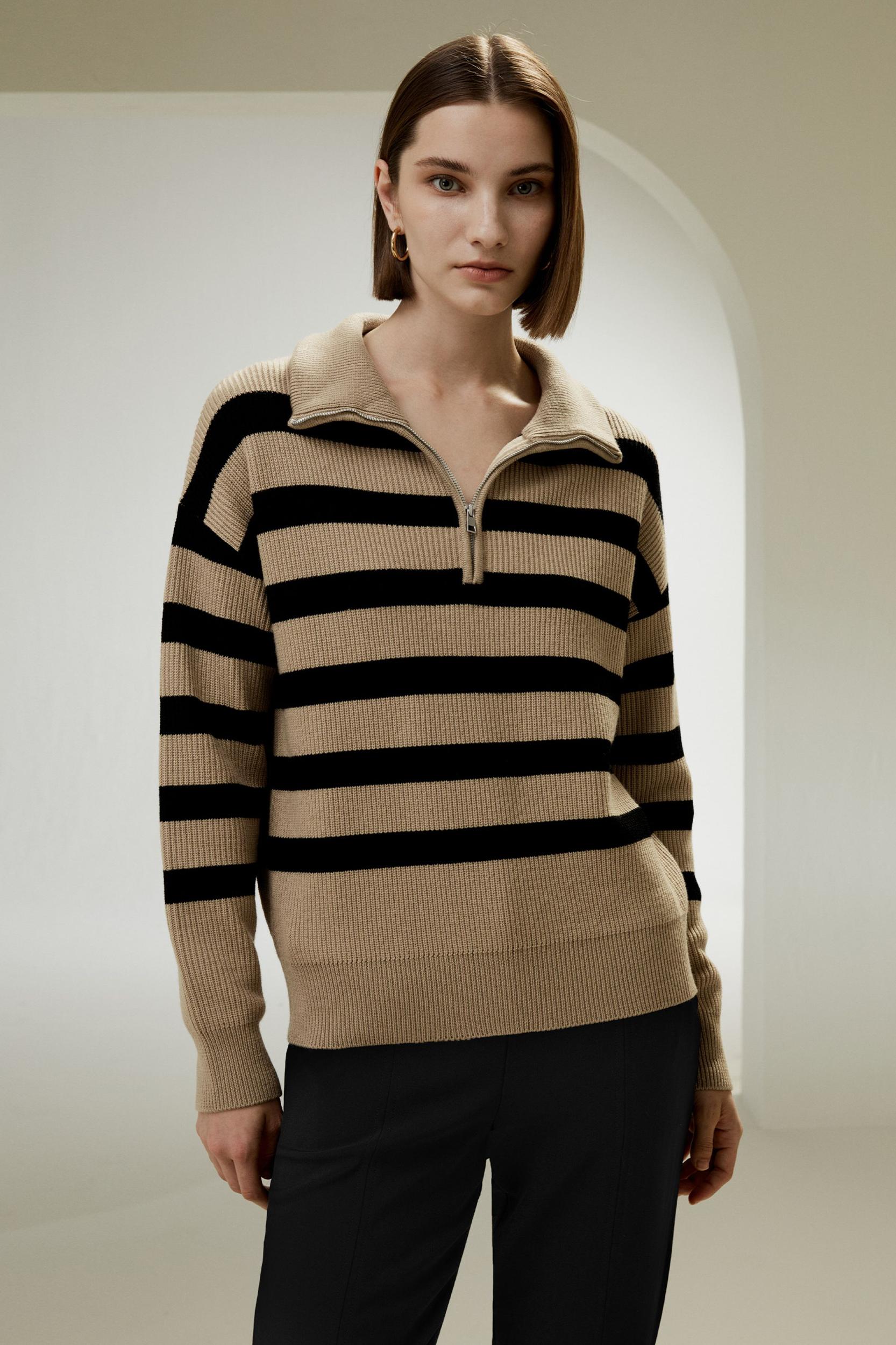Collared Quarter-Zip Wool Sweater Product Image