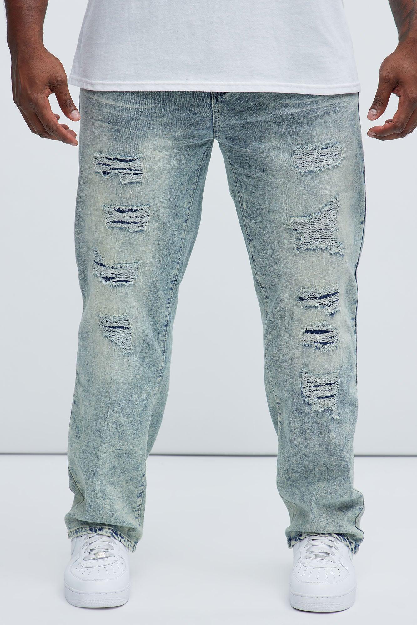 Can't Be Distressed Slim Jeans - Acid Wash Blue Product Image