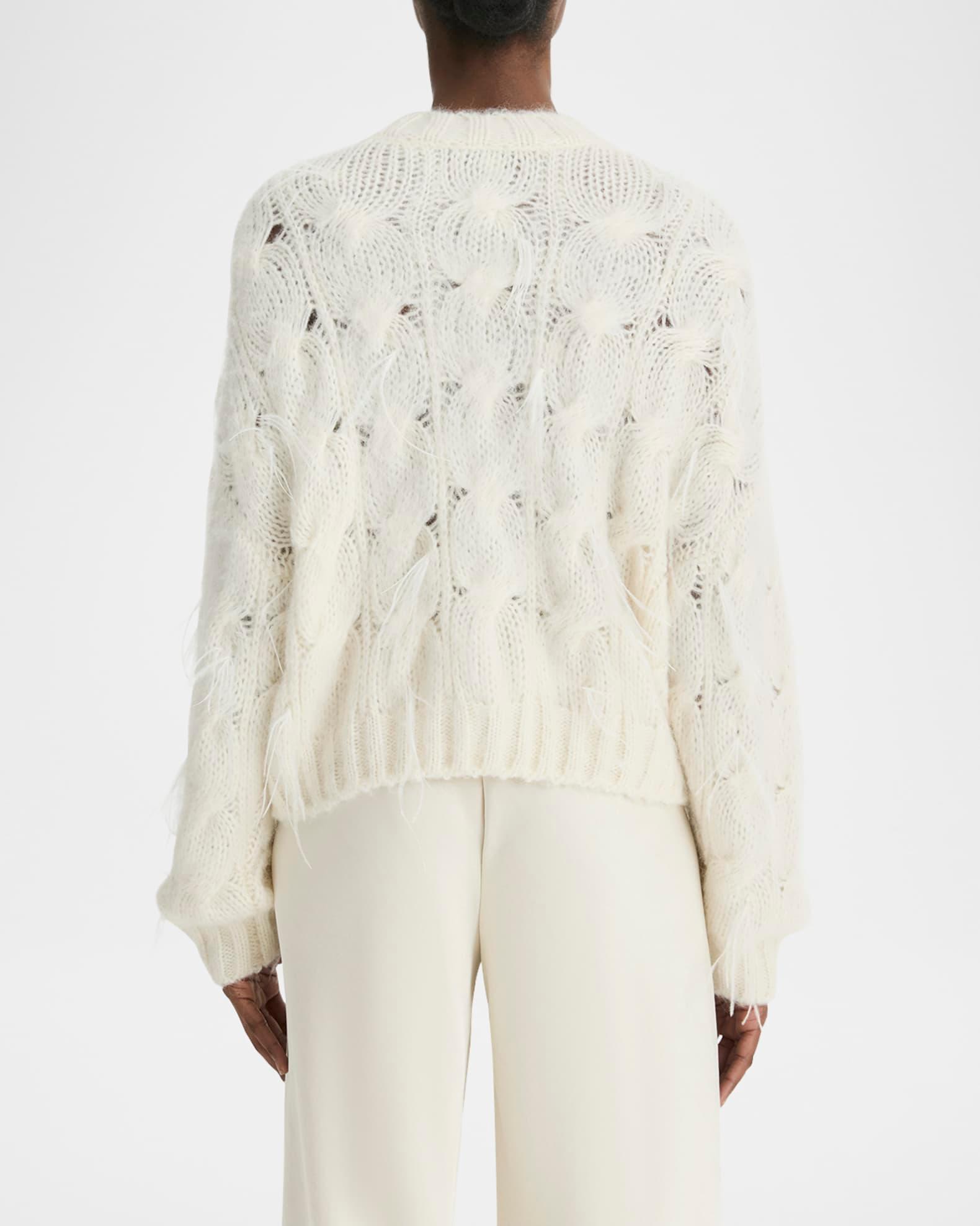 Feather Embellished Cable-Knit Sweater Product Image