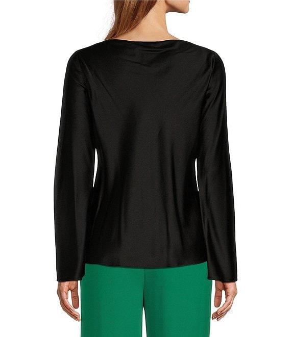 Antonio Melani Avalynn Silk Charmeuse Scoop Neck Long Sleeve Blouse Product Image
