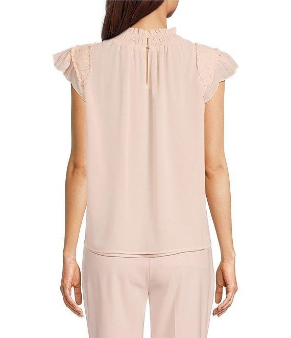 Calvin Klein Chiffon Mock Neck Ruffle Detail Top Product Image
