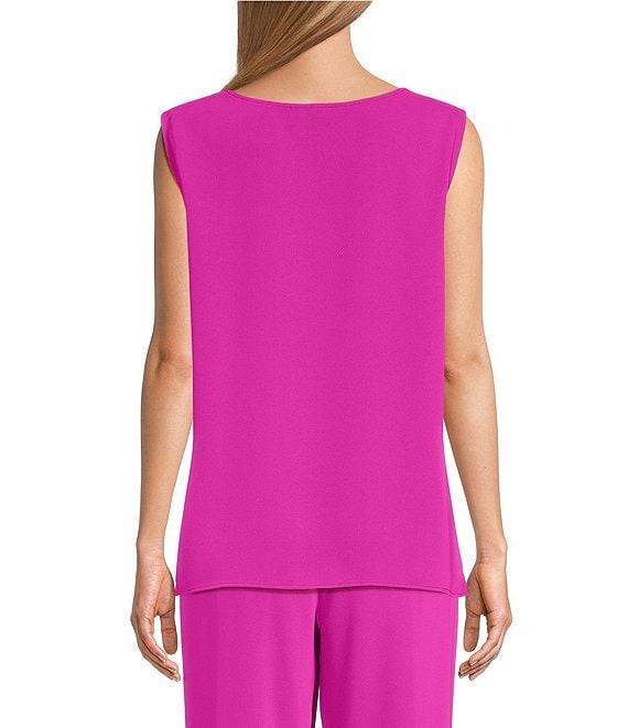 Caroline Rose Matte Crepe Scoop Neck Sleeveless Tank Top Product Image