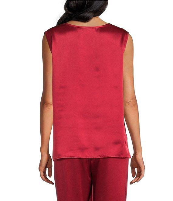 Caroline Rose Soft Satin Scoop Neck Sleeveless Long Coordinating Tank Top Product Image