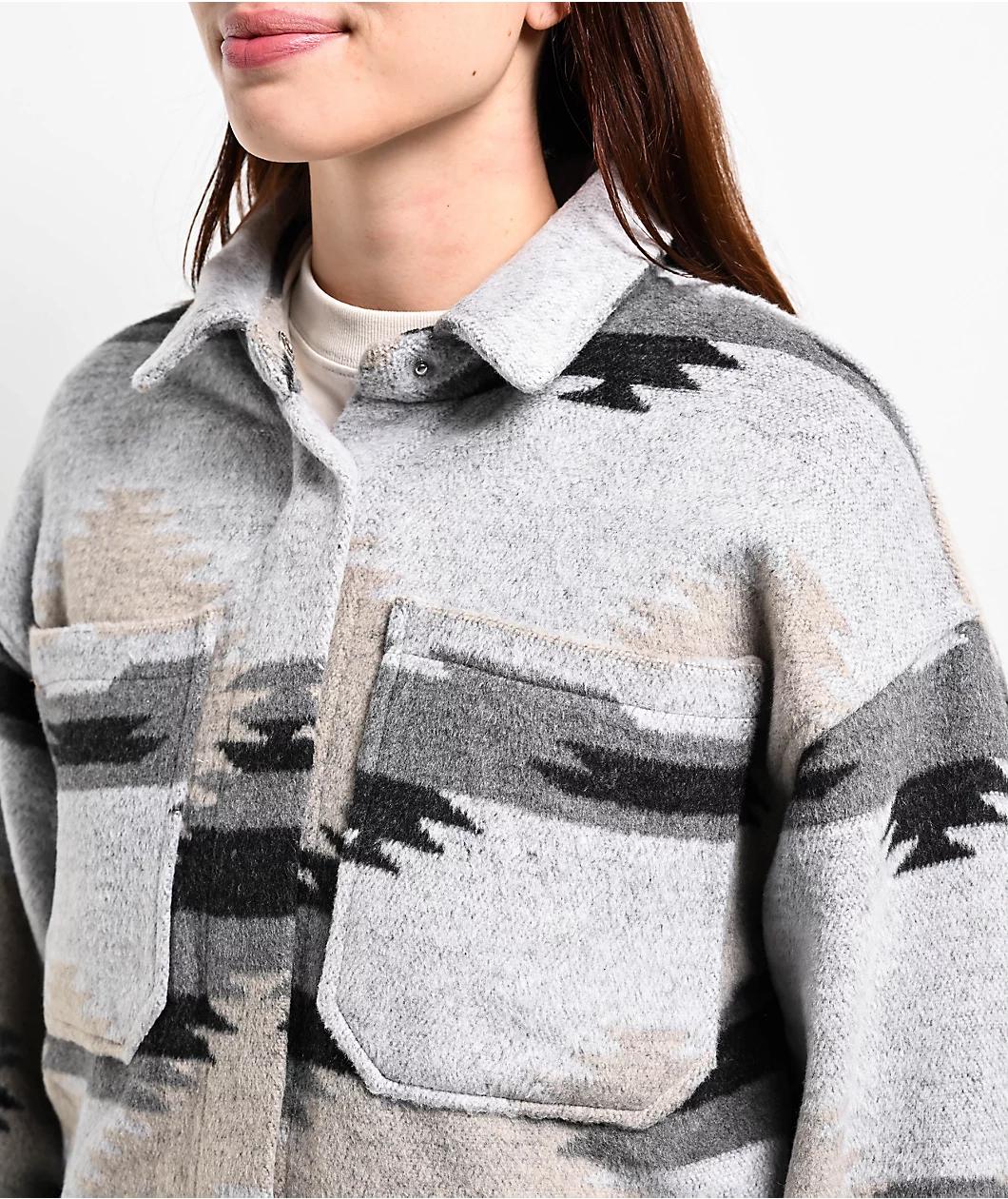 STOOSH Aztec Grey Button Up Jacket Product Image