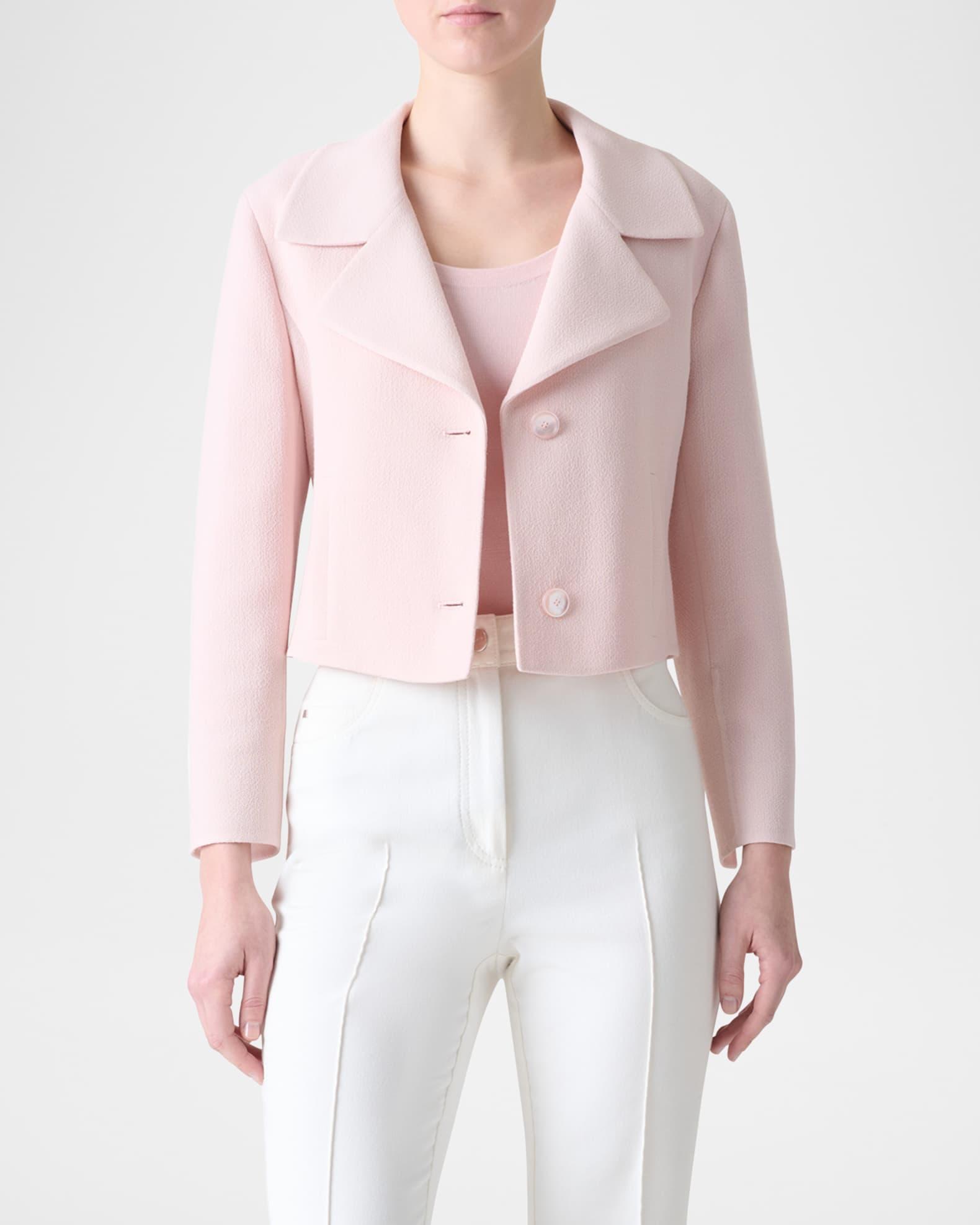 Wide Lapel Single-Breasted Crop Jacket Product Image