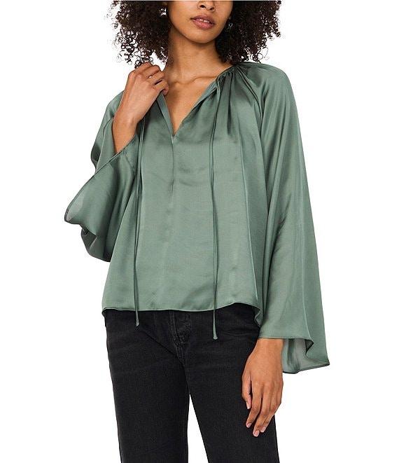 1. STATE Woven V-Neck Long Wide Sleeve Blouse Product Image