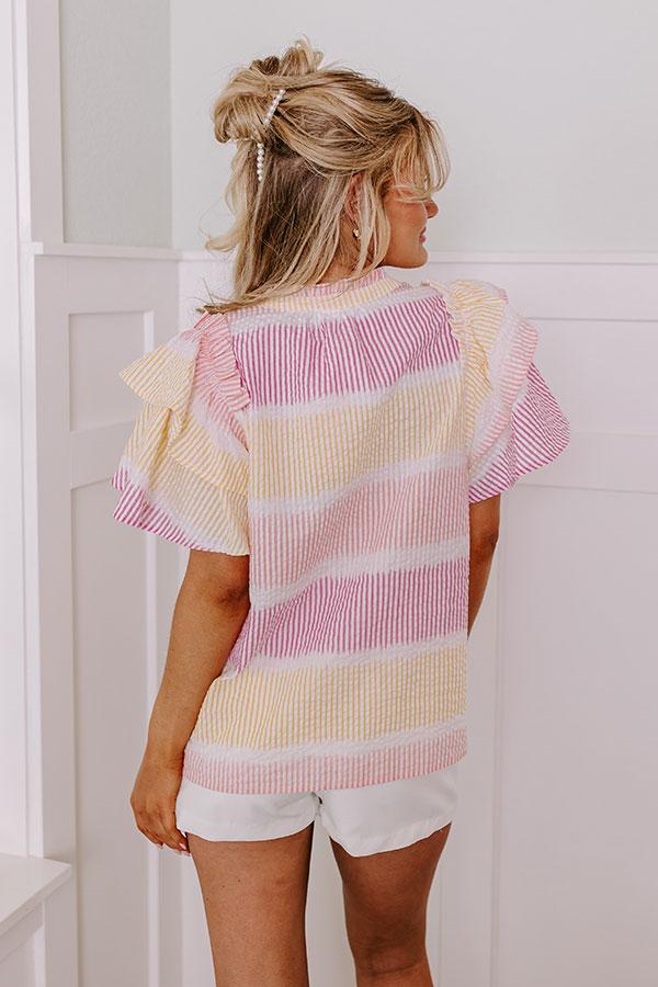 Sipping In St. Barts Seersucker Top Product Image