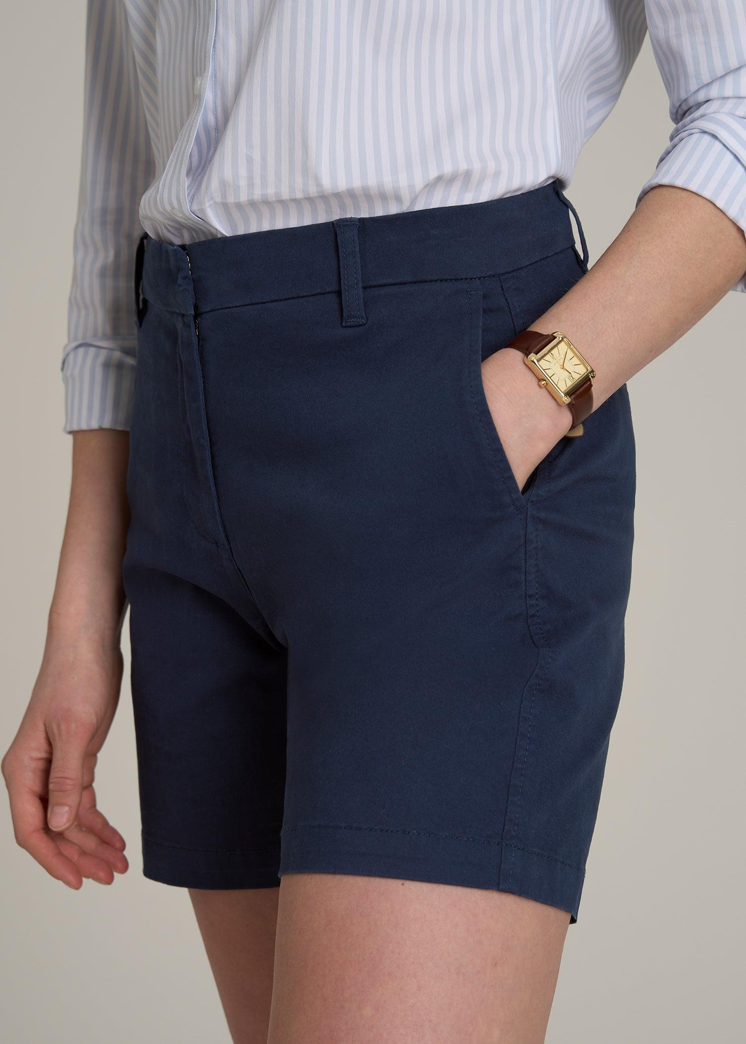 Chino Shorts for Tall Women in Navy Product Image