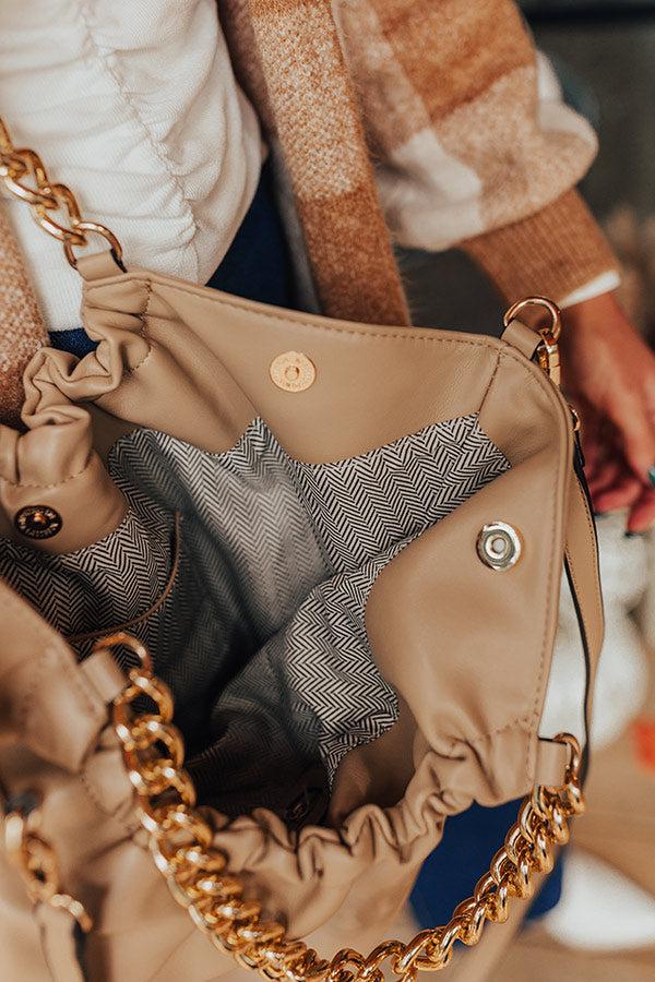 The Preston Faux Leather Tote In Beige Product Image