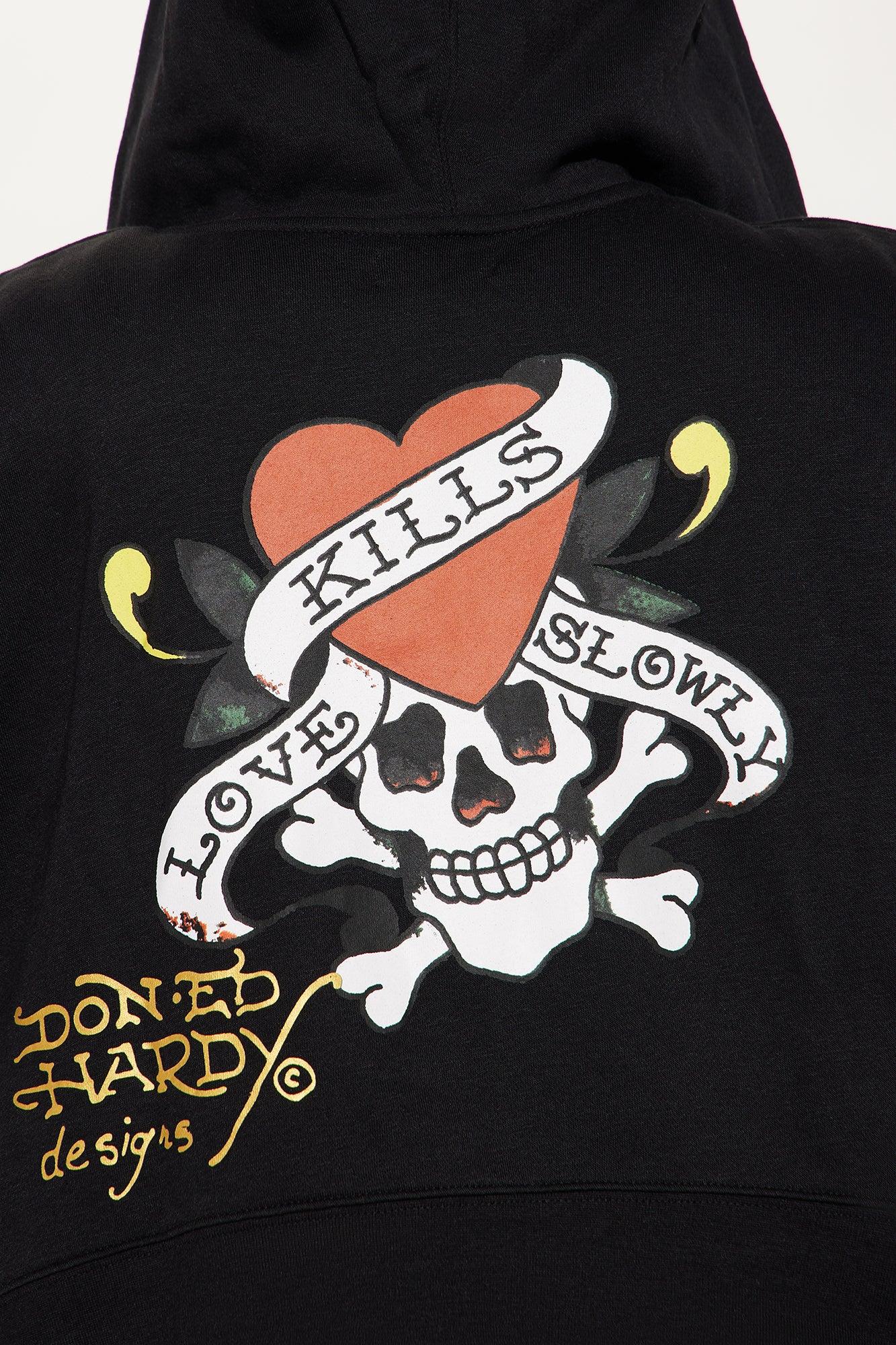 Love Kills Ed Hardy Zip Front Hoodie - Black Product Image