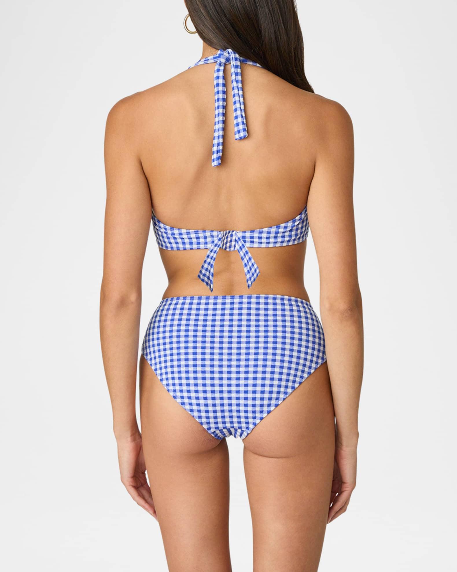 Gingham Tie High-Waist Bikini Bottoms Product Image