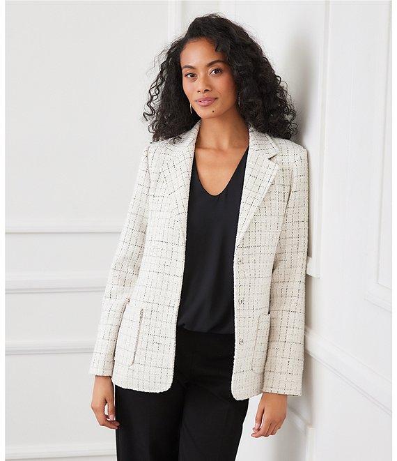 Karen Kane Tweed Notch Collar Patch Pocket Blazer Product Image
