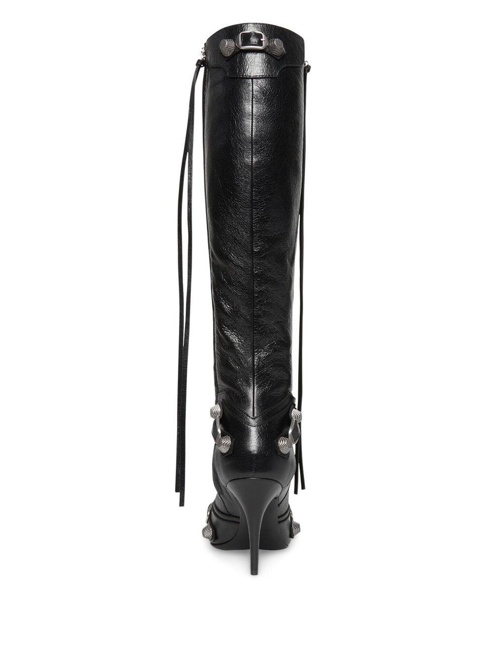 BALENCIAGA Brushed Leather Cagole Boots With Studs And Zips 10cm In Black Product Image
